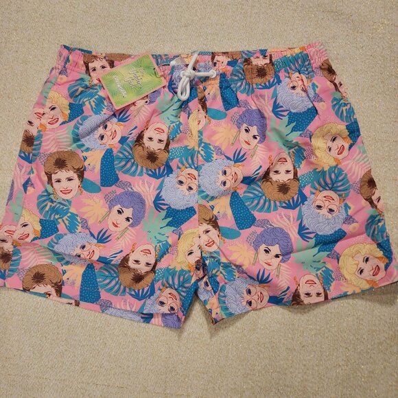Cakeworthy Golden Girls Swim Shorts Unisex AOP Pink Large NEW - Picture 1 of 8